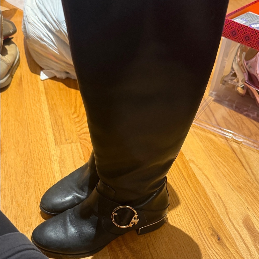 TORY BURCH WIDE Knee-High Boots with Buckle